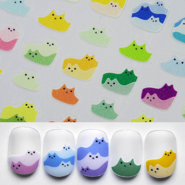 Orange Cat Nail Stickers Etsy