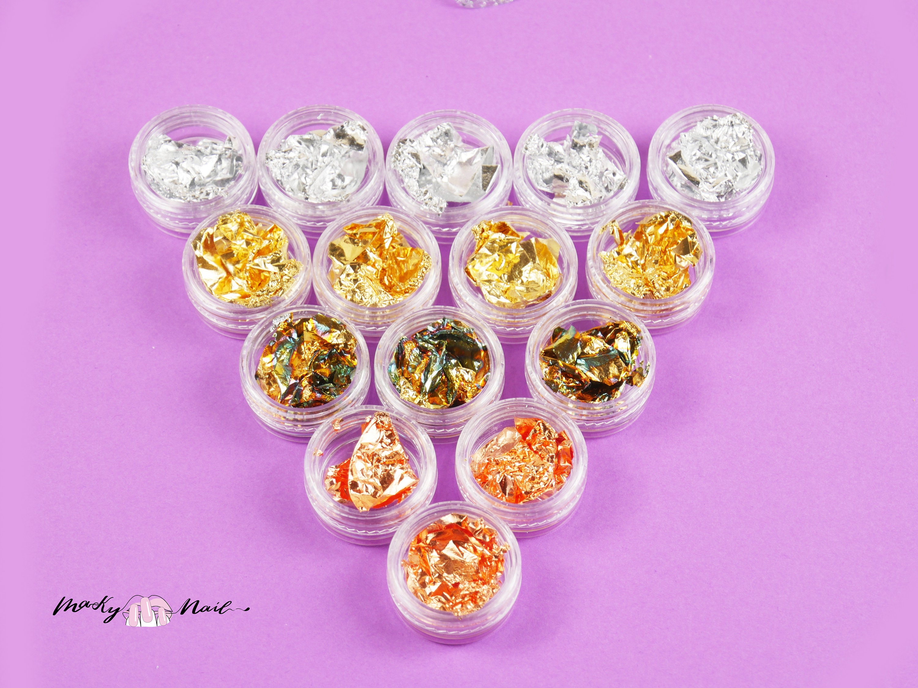 4 jar Gold foil paper nail art design supply/ nail foil flakes Etsy