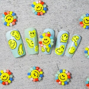 Smile Face Nail Art Charms/ Smiley Happy emoji DIY Studs/ 3D embossed decals/ Manicure Pedicure smiling face Instagram Influencer