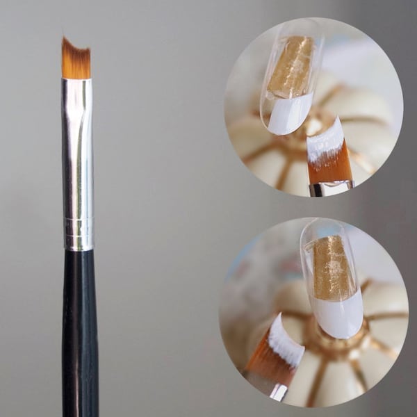 Oblique Head French Tip Nail Brush Black Handle UV Gel Petal Painting Polish Brush Drawing Pen Nails Art Tools