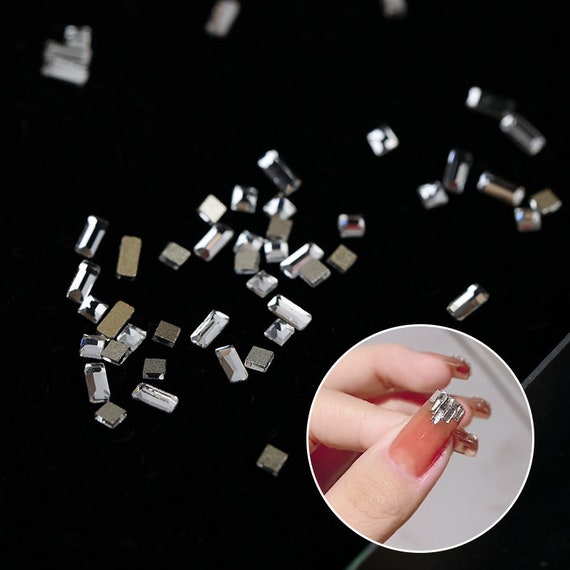 250 Pcs Clear Square Crystals/ Glass Nail Jewelry Diamond Set/ 