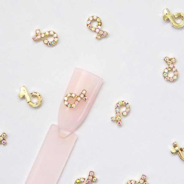 2pcs Tik Tok Brand Sign Nail Decoration/ Gold Shiny TK Influencer DIY Deco Charm for Nail Art Decal/ Press on nail supply