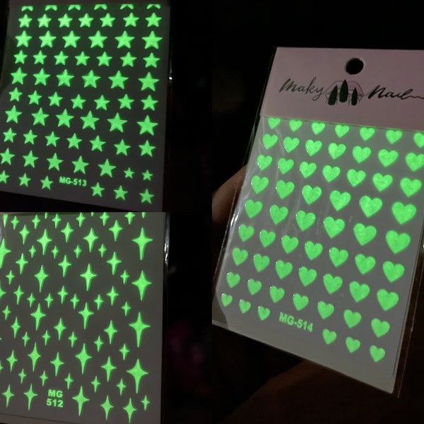 Starry Sky Luminous nail sticker/ Halloween Glow in the dark Night Life 3D Nail Art Self Adhesive Decals/ Peel off star Nails