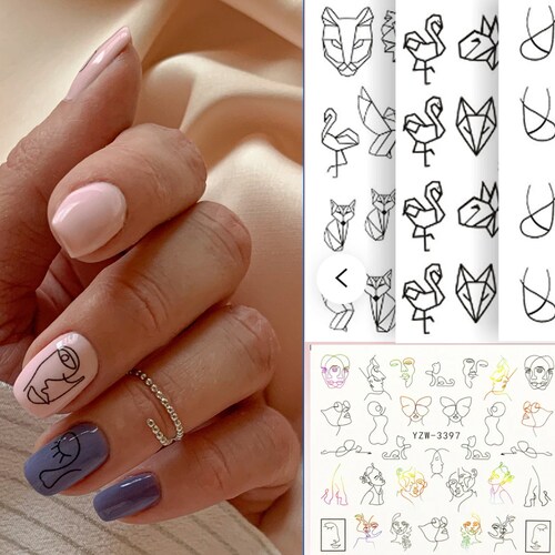 3 Pcs Abstract Pattern Nail Tattoo/ Water Transfer Minimalism - Etsy 3 Pcs Abstract Pattern Nail Tattoo/ Water Transfer Minimalism - Etsy
