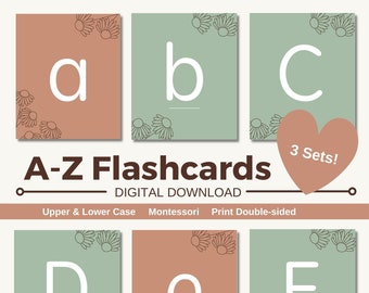 DIGITAL: Alphabet ABC Letter Flashcards / Montessori Learning / Double Sided