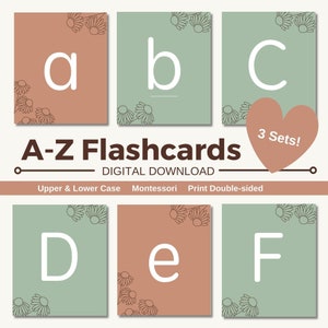 Alphabet ABC Buchstaben Karteikarten | Montessori Lernen | Doppelseitig | Druckbares PDF