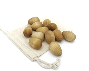 Wood Small Eggs | set of 12 | Robin Egg Sized