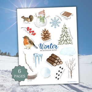 Printable Winter Scavenger Hunt, Winter Treasure Hunt, Forest School Resource, Outdoor Learning Activities, Winter, Snow, Ice, Party Games