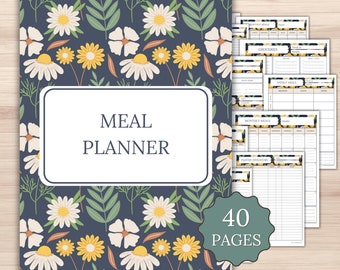 Family Meal Planner Printable | Weekly Monthly Menu 40 Pages | Grocery List Recipe Cards Nightgarden
