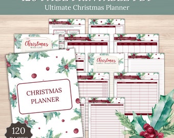 Christmas Planner Printable | 120 Page Holiday Planner PDF | Christmas Binder Gift Budget Planner
