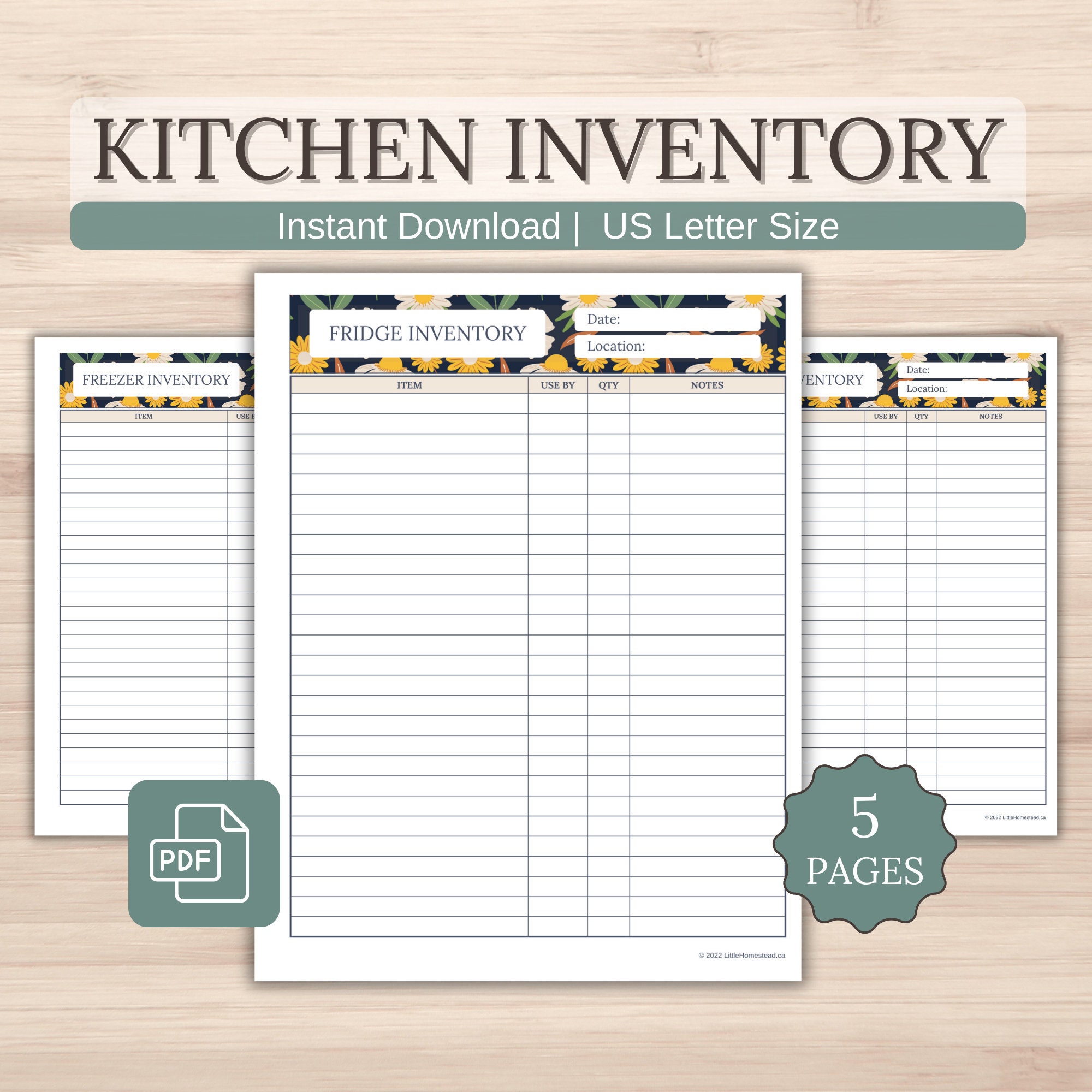 Kitchen Inventory Planner Printable | Grocery Shopping List Organizer ...