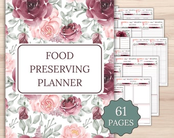 Food Preservation Planner Printable | Canning Journal 61 Pages | Homestead Binder Wildrose Collection