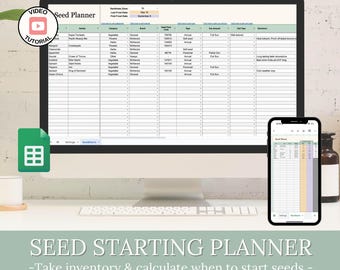 Seed Starting Calculator Google Sheets | Garden Planner Spreadsheet | Seed Inventory Tracker Digital Download