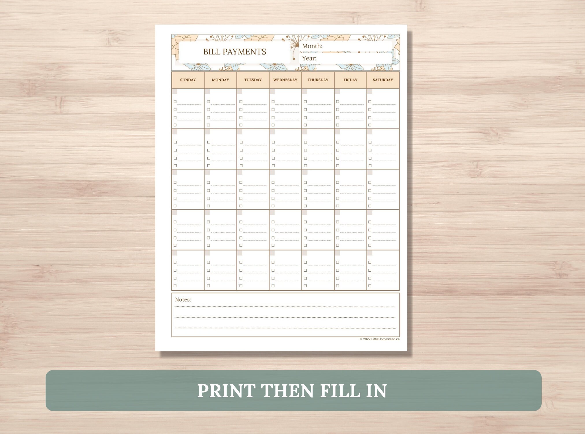 Bill Payment Calendar, Household Organization Binder, Monthly Budgets ...