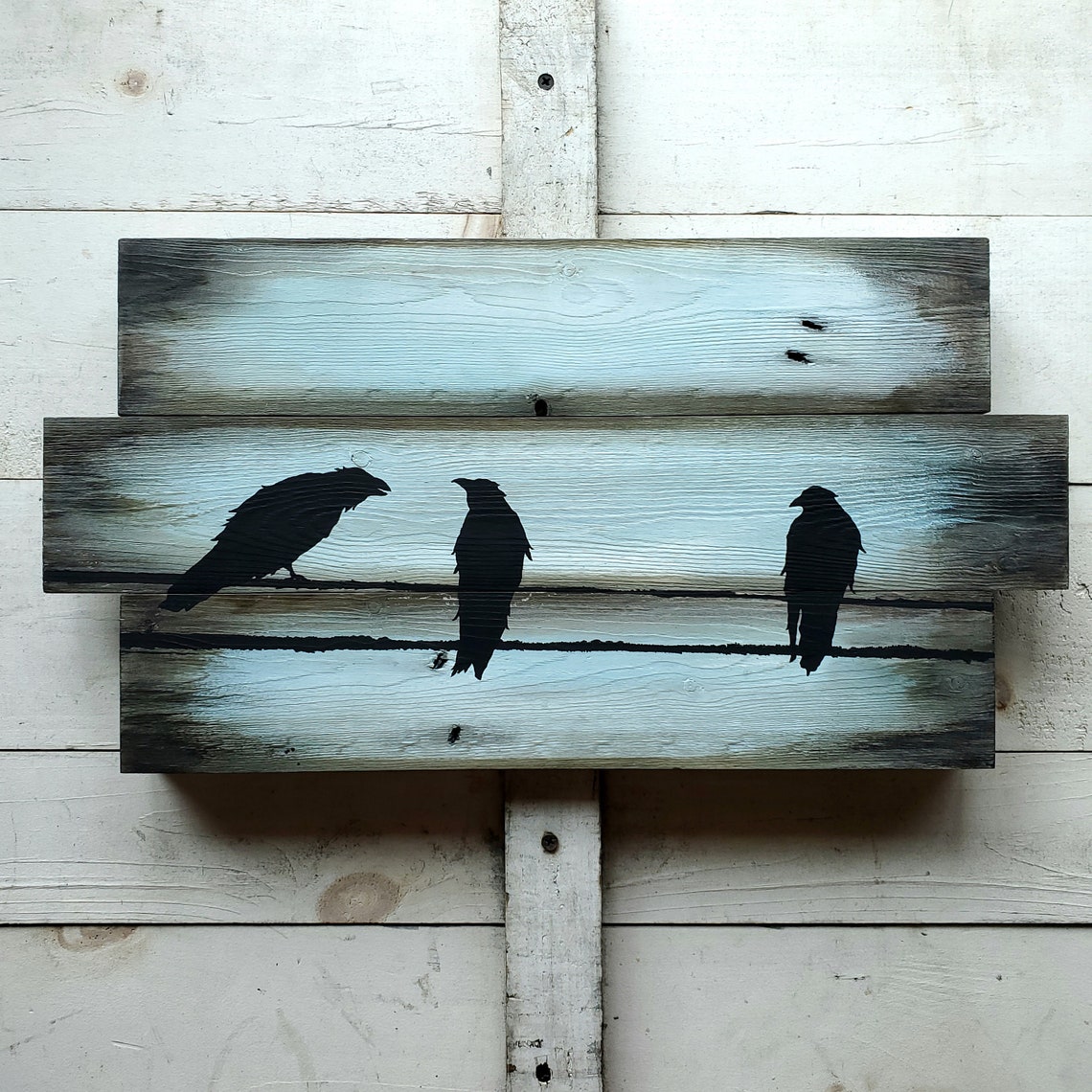CROW Wood Wall Art Crow Decor reclaimed Wood Art Bird Art | Etsy