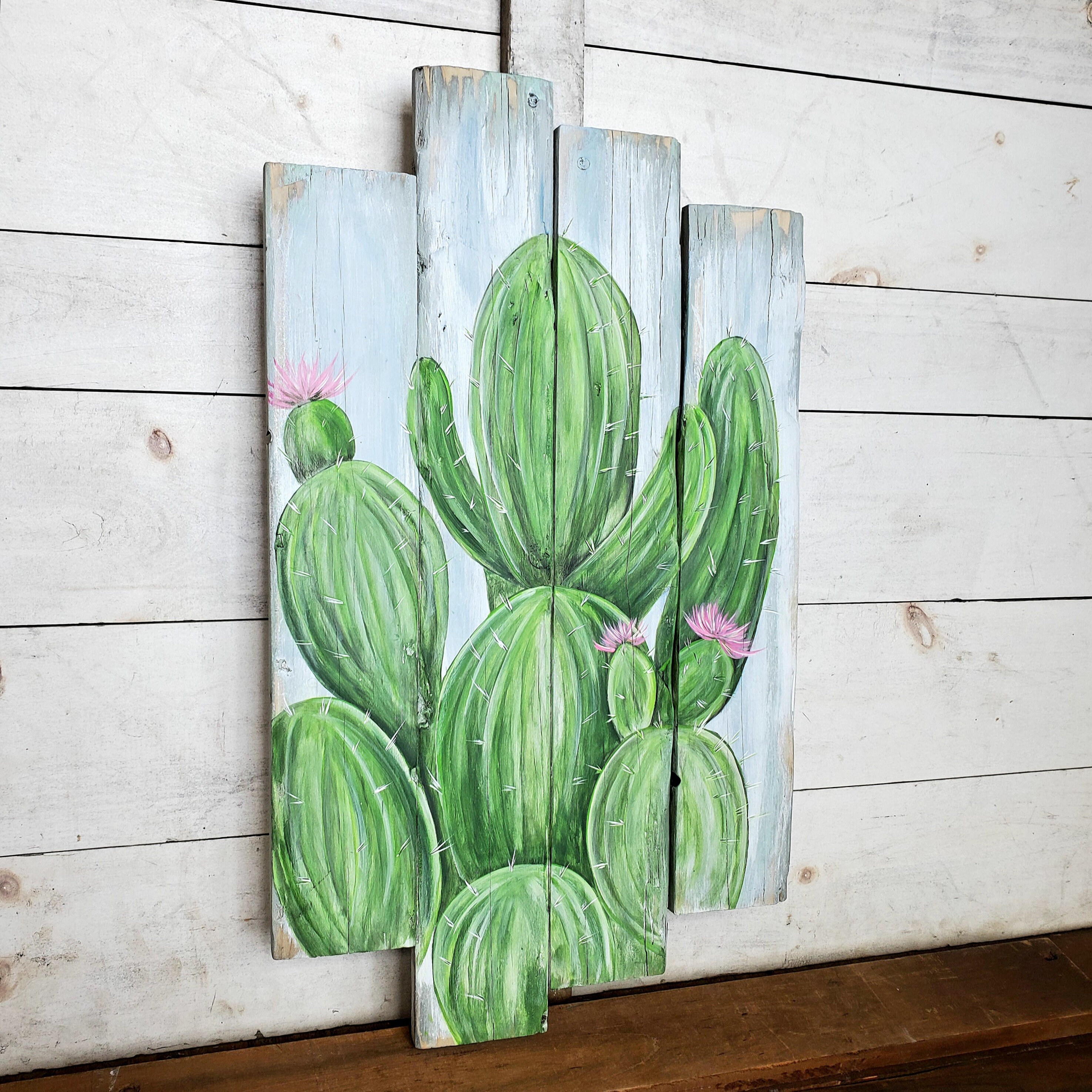 CACTUS WALL ART Cactus Wall Decor Reclaimed Wood Wall Art Etsy