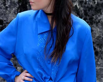 Royal Blue Silk Sparkle Shirt