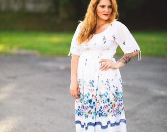 Vintage Floral Midi Tea Dress