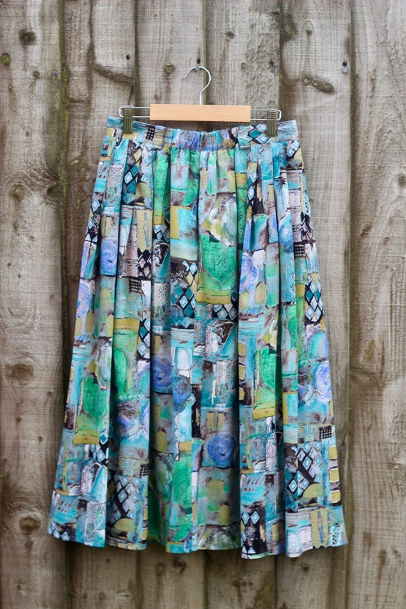 80's Midi Pleated Printed Skirt