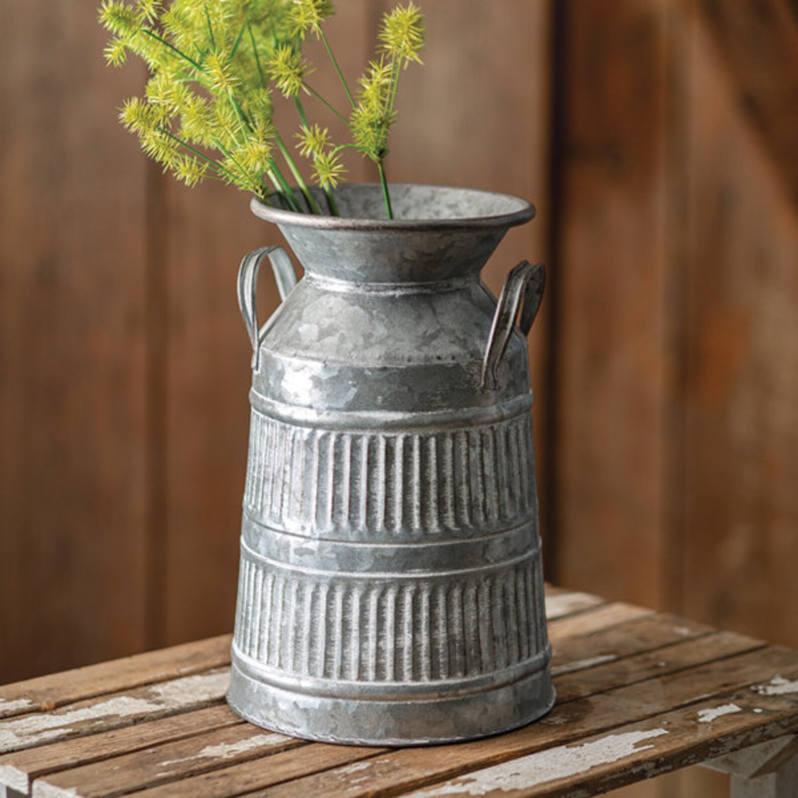 Large Galvanized Metal Milk Can with Handles Pitcher Tabletop Etsy
