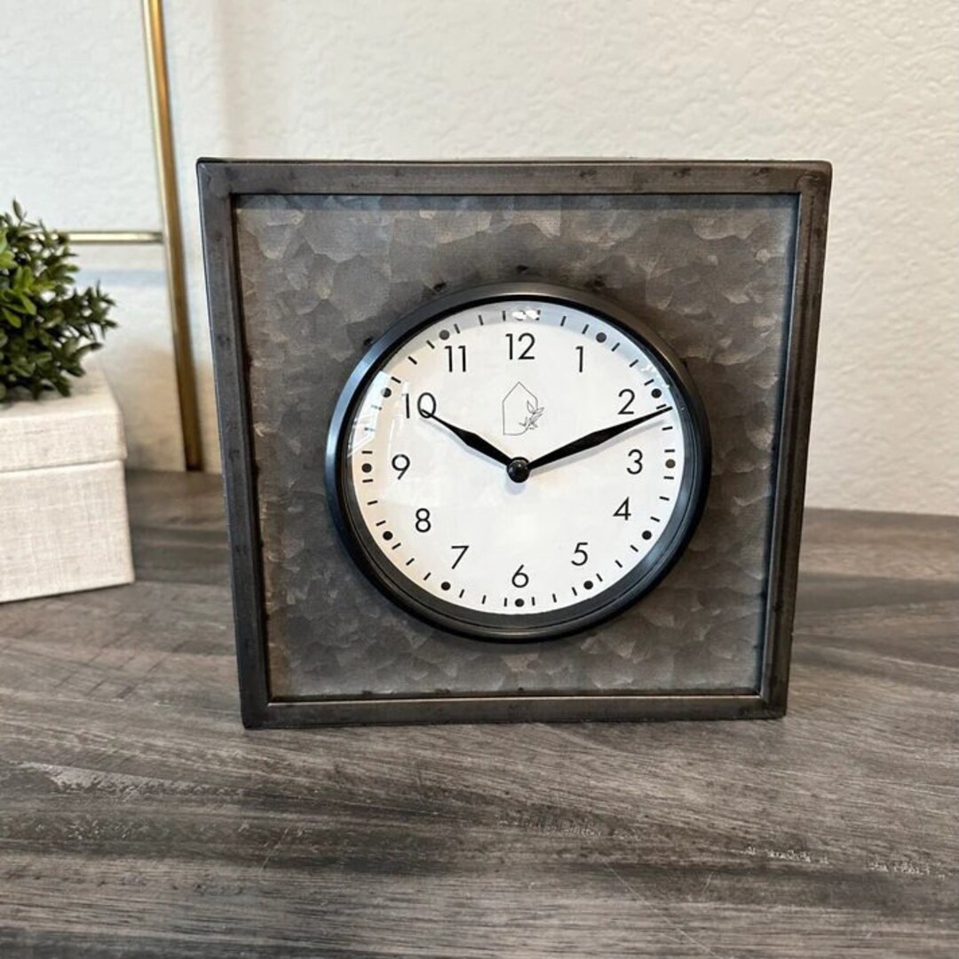 Modern Farmhouse Metal Tabletop Clock Etsy