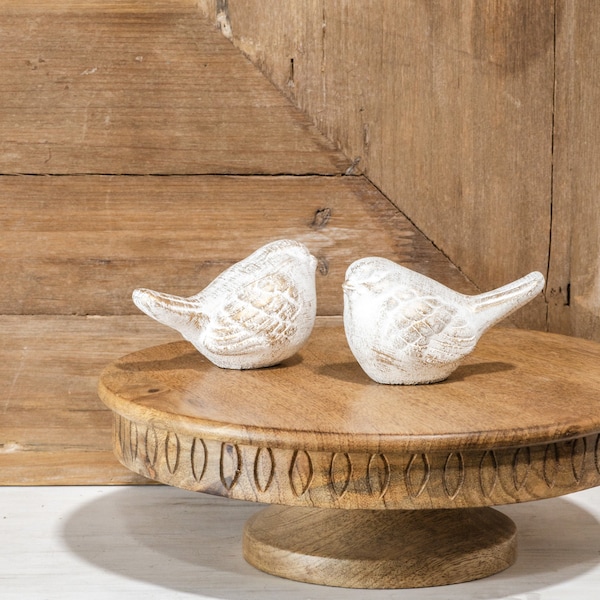 Small Cement Bird, White and Gold Wash Spring Summer Decor, Gift Ideas