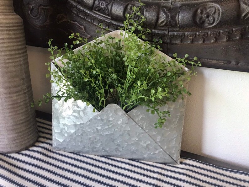 Galvanized Metal Wall Pocket Envelope Farmhouse Wall Decor Etsy