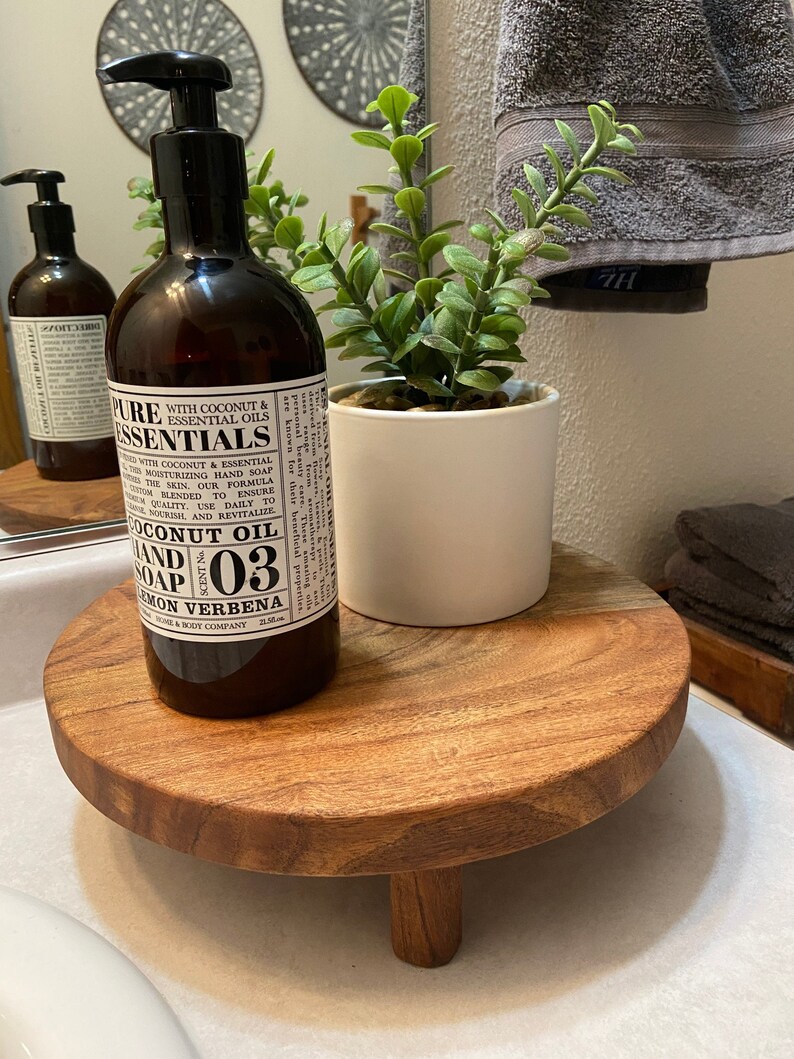 Round Riser Tray Plant Stand Candle Stand Primitive Decor Farmhouse Decor Centerpiece Wood Cake Stand Wood Riser Tray Round Tray