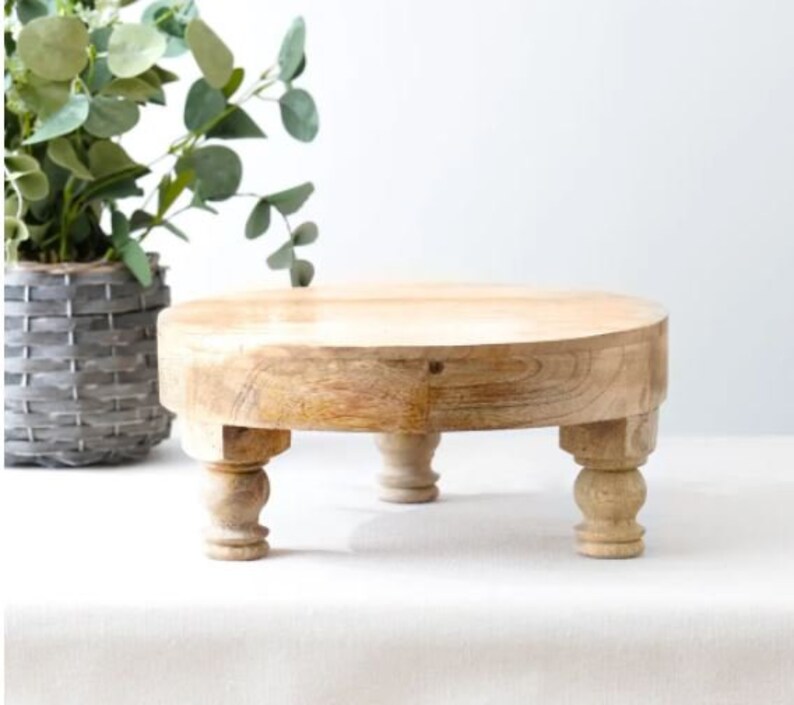 Round Wood Riser Tray Plant Stand Candle Stand Primitive Decor Etsy