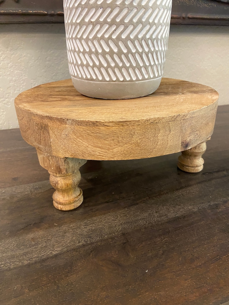 Round Wood Riser Tray Plant Stand Candle Stand Primitive Decor Etsy