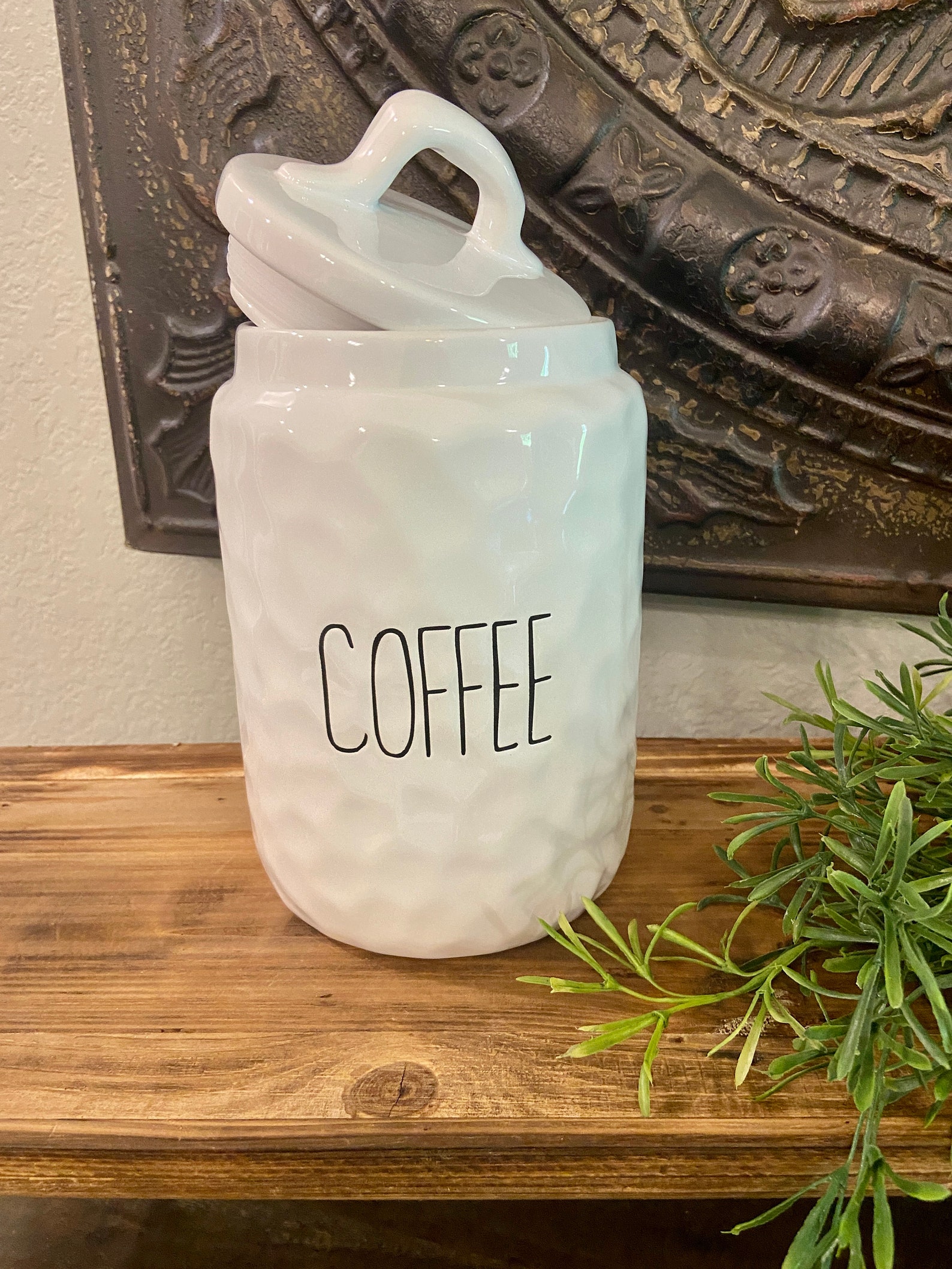 White Ceramic Coffee Canister Kitchen Decor Coffee Container Etsy