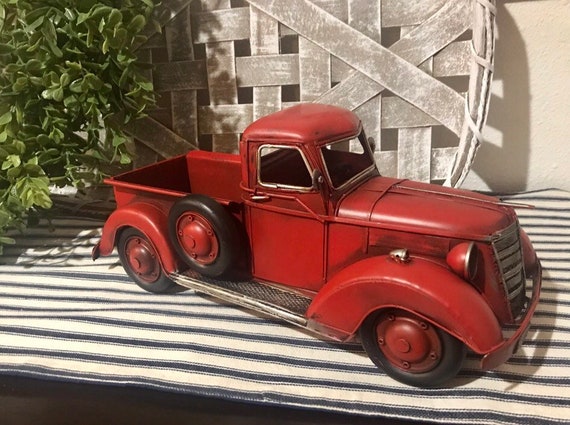 vintage red metal truck