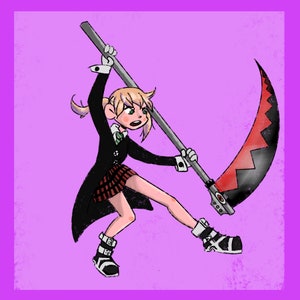 Anime Girl Reaper Scythe Print 6&quot;x6&quot;