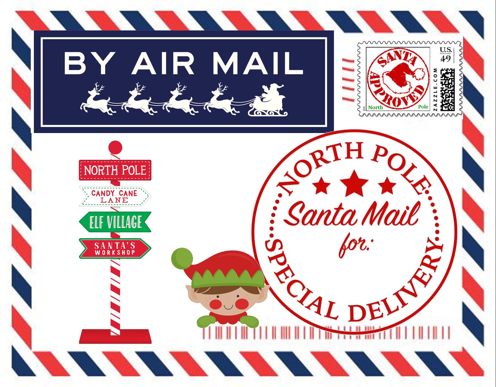 Christmas Mail From Santa North Pole Delivery Rectangular Sticker, Zazzle