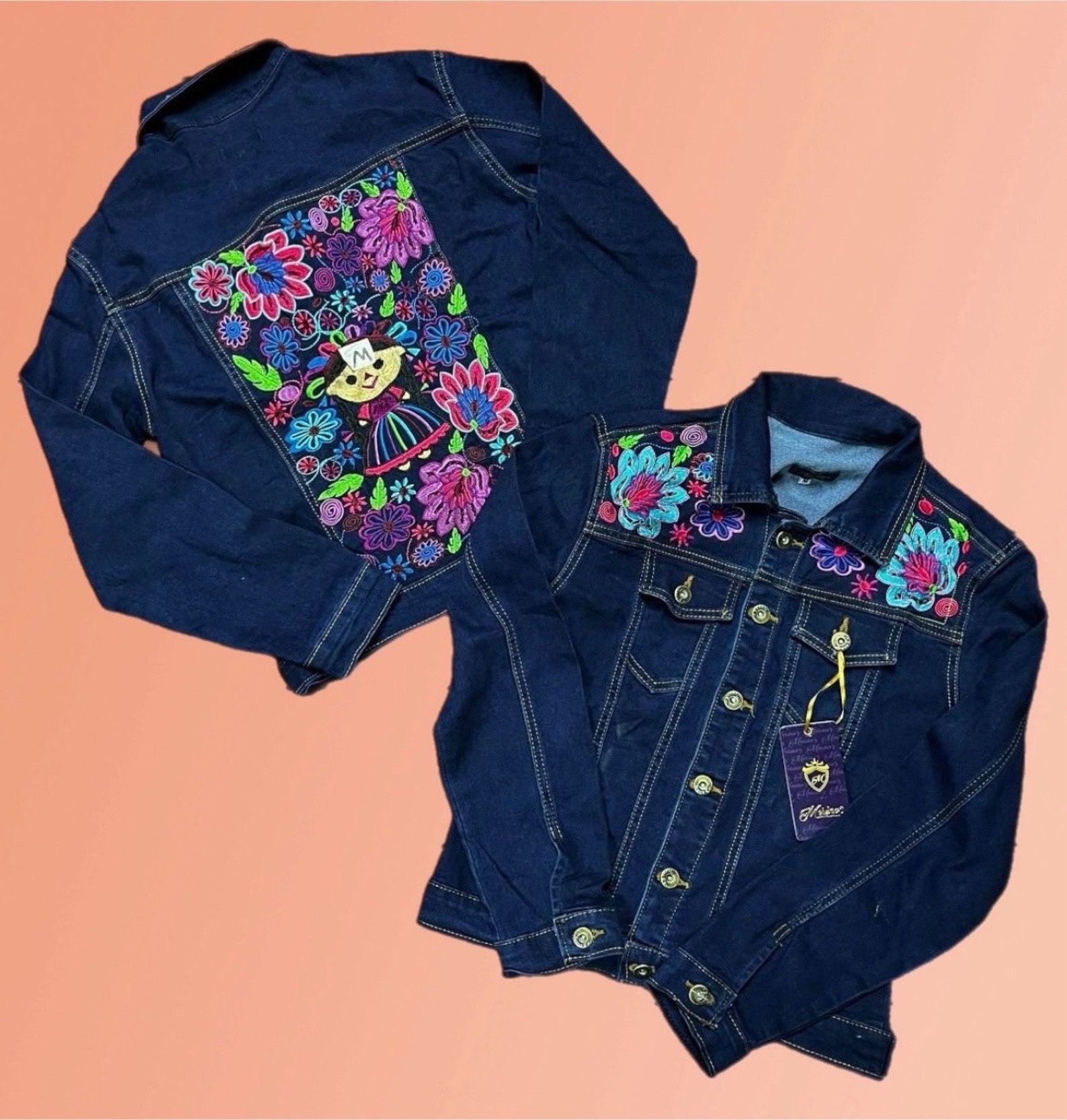 Studded Embroidered Denim Jacket