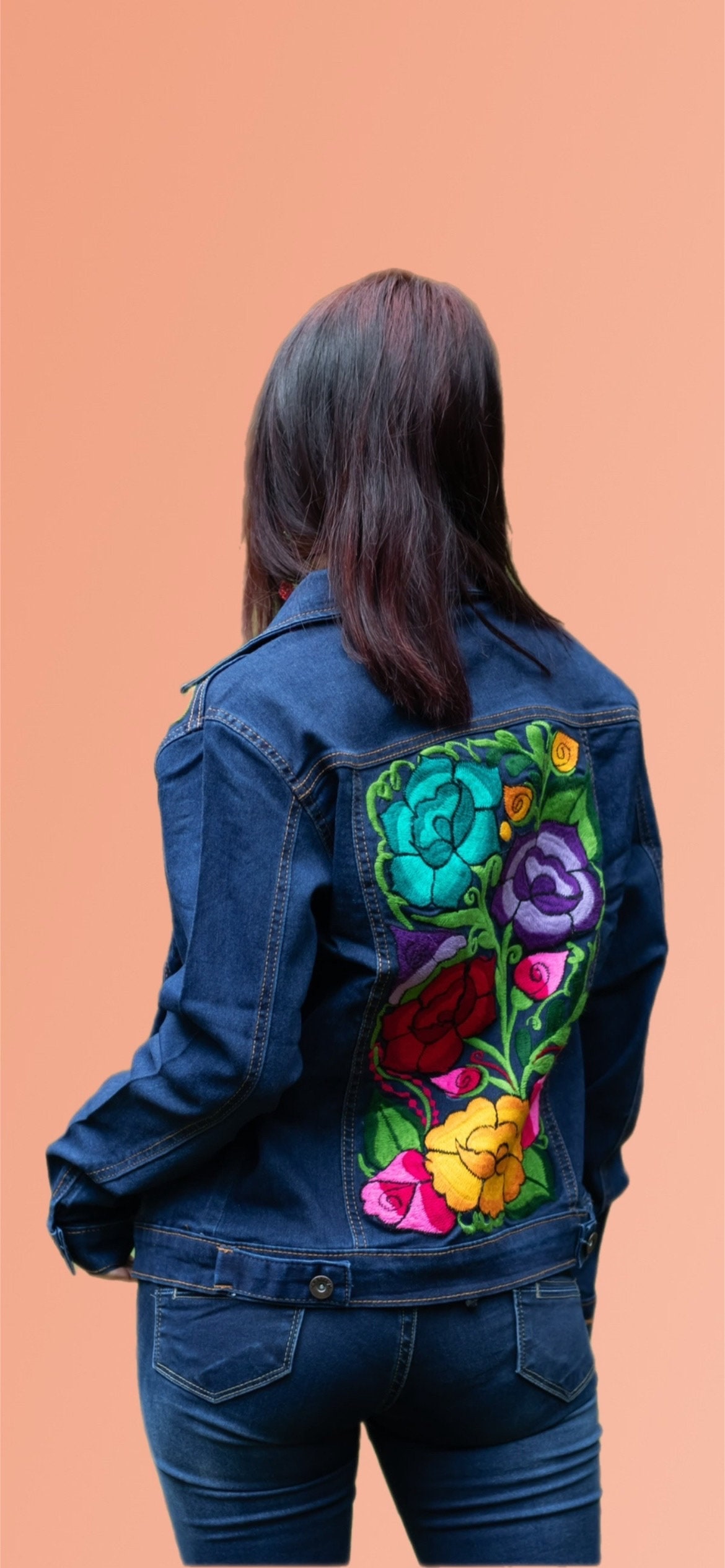 Embroidered Bleached Denim Jacket main image 1
