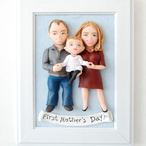 Custom family sculpture One year wedding anniversary for wife Frame 6*8 inches