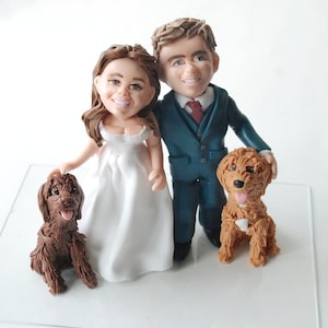 Adorno para tarta de boda con perros Figuras de novios de la foto