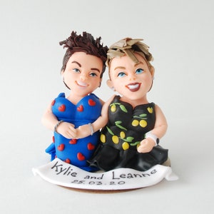 Lesbian wedding cake topper Custom figurines from photo Just the couple