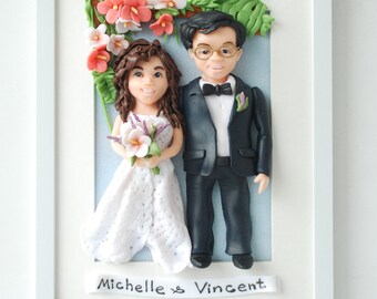 Custom illustrated couple portrait wedding  One year anniversary gift