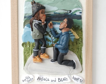 Custom couple portrait Engagement picture frame Sculpture from photo