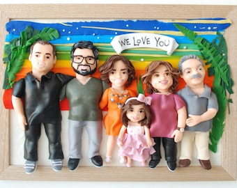 40th anniversary gift for parents Sculpture from photo Custom family portrait framed