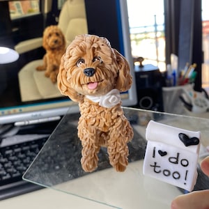 Escultura de perro personalizada para tarta de bodas, perro Goldendoodle