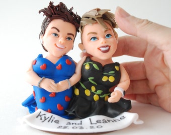 Lesbian wedding cake topper Custom figurines from photo