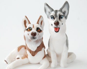 Dog cake topper Husky ornament Custom pet sculpture