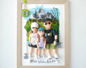 20th anniversary gift for wife Custom  sculpture Family picture frame