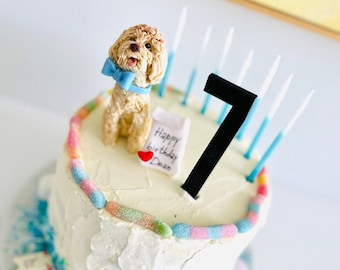 Custom dog cake topper 7th birthday 3d dog portrait