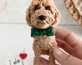 Wedding cake topper Golden doodle Custom dog figurine