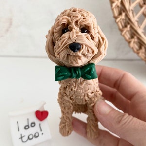 Adorno de pastel de boda Garabato dorado Figura de perro personalizada