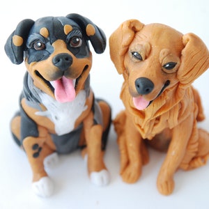 Custom dog figurine Dog cake topper Rottweiler Golden retriever Cost for 1 figurine image 1